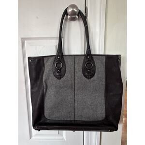 Banana Republic Chatham XL Leather Tote Shopper Purse Overnight Nomad Bag gray